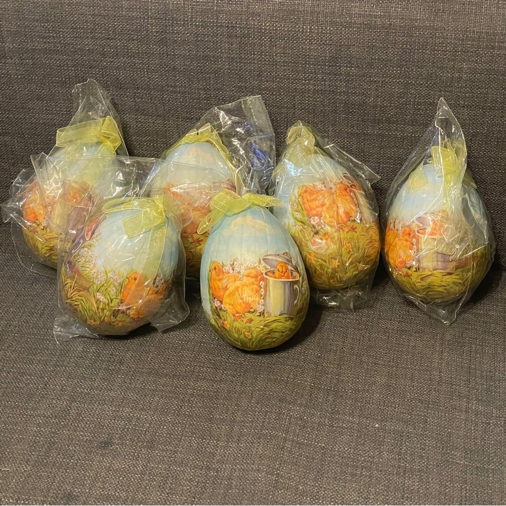 NEW Large 4” Paper Easter Spring Eggs Bunnies Lot of 6